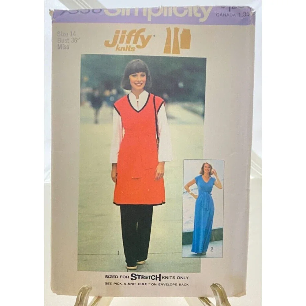#7336 Simplicity Misses Jiffy Knit Pullover Dress  Pants Sewing Pattern Size 14